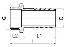 Mamelon hexagonal mâle pour tuyau, HS190-023