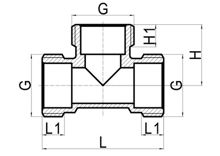 Té égal M×M×M (alésage réduit), HS190-038